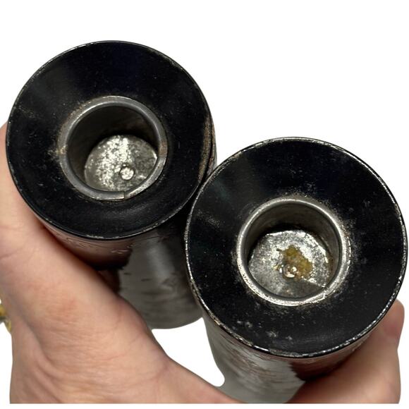 Wooden candle holders black lacquer Asian style gold & white cherry tree motif - Picture 9 of 9